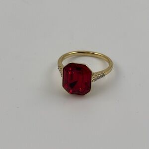 Elegant 14k Gold laminated Ring with Red Gemstone